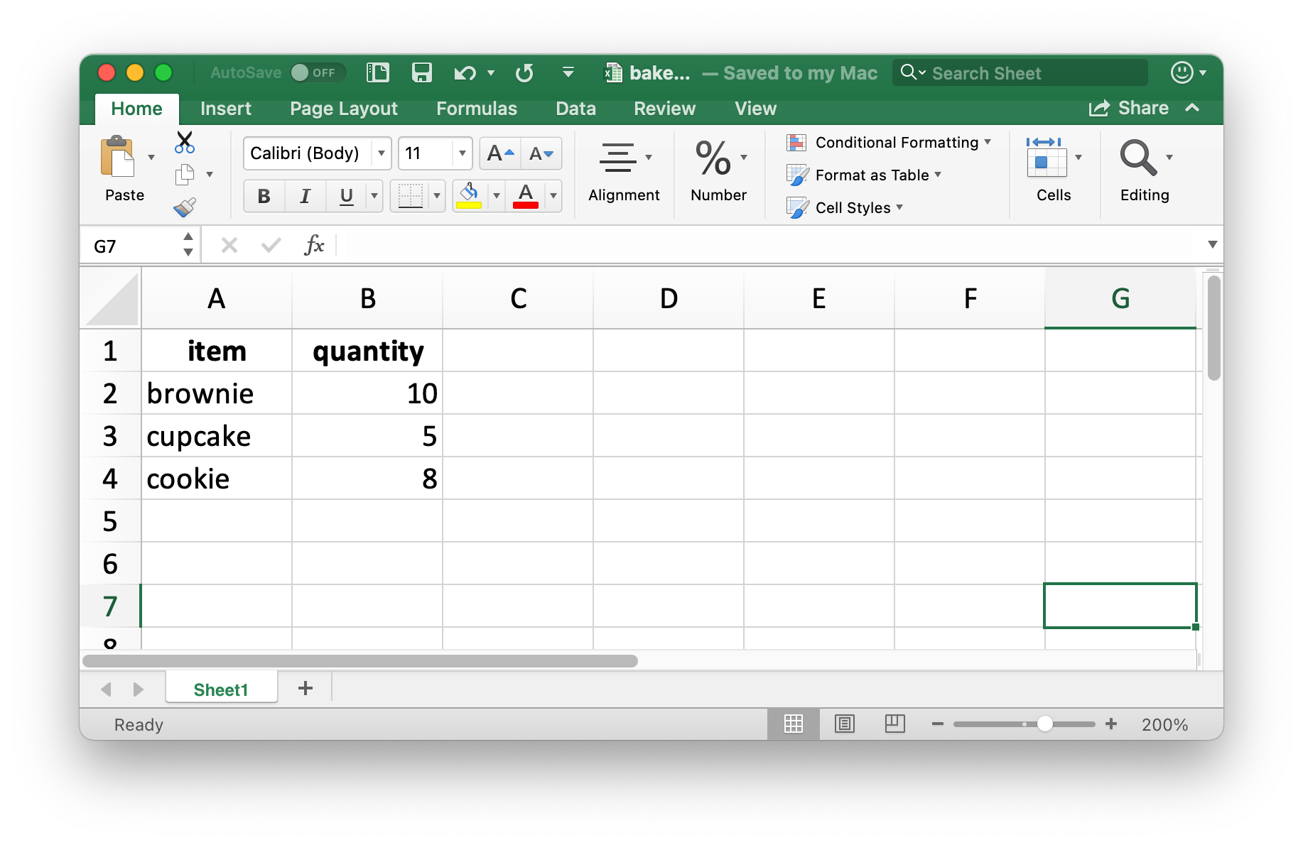 Conjunto de dados doces_vendas criado anteriormente mostrados no Excel.